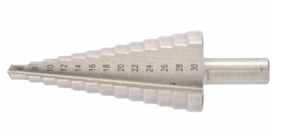 Сверло ступенчатое 6-30мм, 12 ступеней., Р6М5, трехгранный хвостовик БАРС