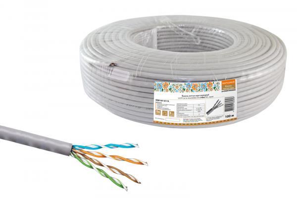 U/UTP Cat 5e 4х2х24AWG CCA (омедненка) (100м) PVC, серый Кабель витая пара народный