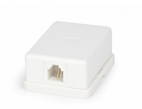 Розетка телефонная RJ-12(6P4C), одинарная, внешняя, белая Hyperline SB-1-6P4C-C2-WH