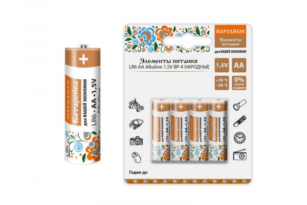 Элемент питания TDM LR6 AA Alkaline 1,5V BP-4 Народный (кратно 4)