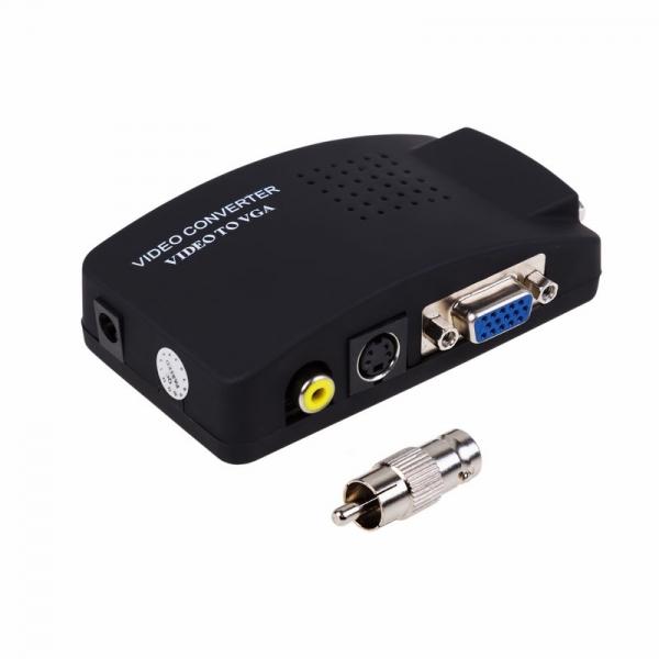 Конвертер AV RCA + S-video на VGA (+ ПЕРЕХОД гнездо BNC – штекер RCA) 17-6932
