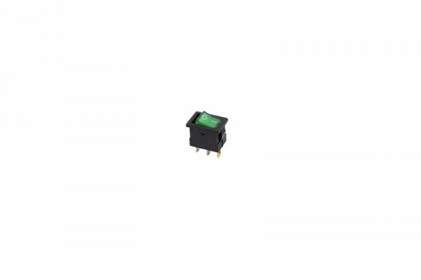 Выключатель клавишный 12V 15А (3с) ON-OFF зеленый  с подсветкой  Mini  (RWB-206-1, SC-768)  REXANT 36-2173