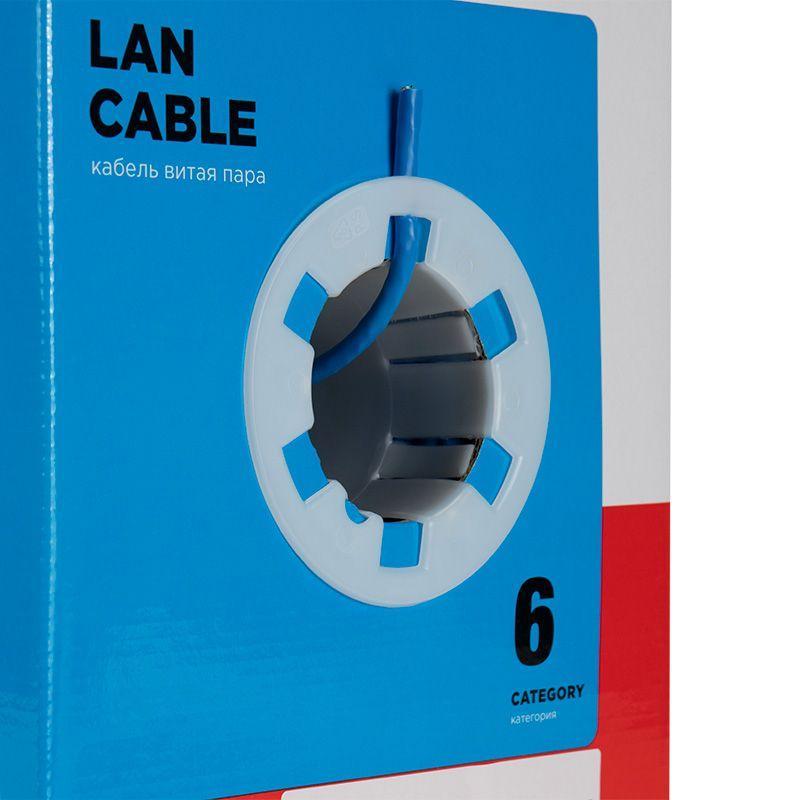 Кабель витая пара U/UTP 4х2х23AWG кат.6 solid CU PVC син. 305м (м) Rexant 01-0047