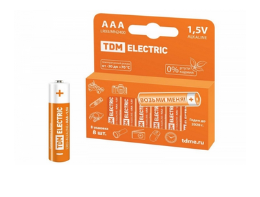 Элемент питания TDM LR03 AAA Alkaline 1,5V PAK-8 (кратно 8)