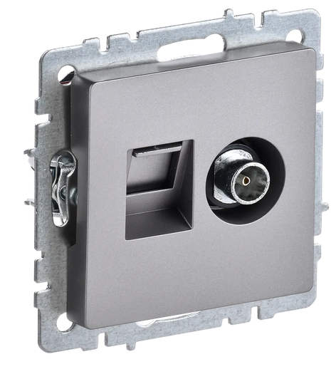 BRITE Роз. двойная TV+RJ45 кат.5E РТВ/РК12-БрС сталь IEK