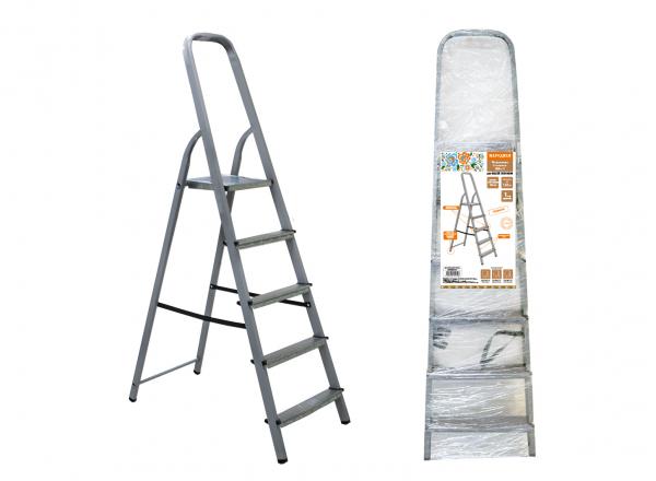 Стремянка  5 ступеней, сталь 105см ССт-5, с цинковым покрытием, стальной профиль, Народная