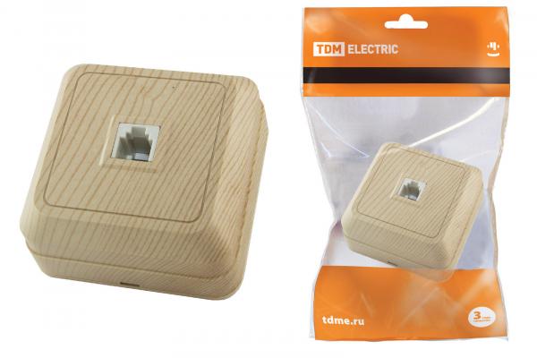 TDM  Ладога Сосна Розетка TФ (RJ-11) открытая установка IP20, SQ1801-0057