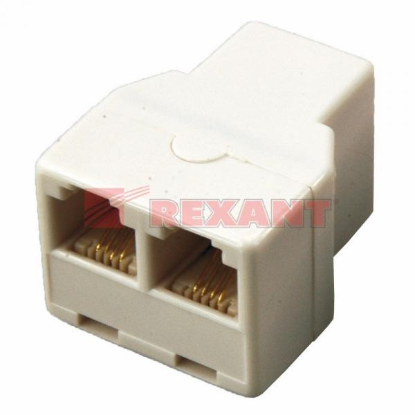 Телефонный двойник (гнездо - 2 гнезда) 6P-4C  REXANT 03-0032