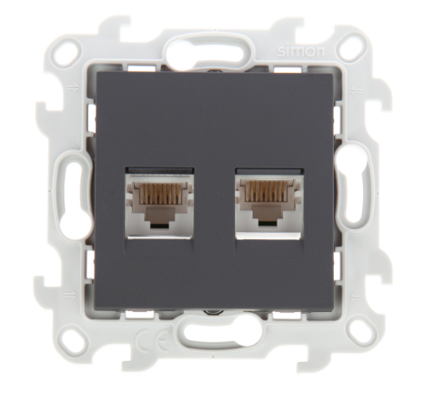 SIMON  S24  Графит  Розетка 2хRJ45 кат 5е UTP, 2450593-038