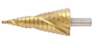 Сверло ступенчатое 4-32 мм, 14 ступеней., HSS,спираль  профессиональное.,трехгранный хвостовик MATRIX