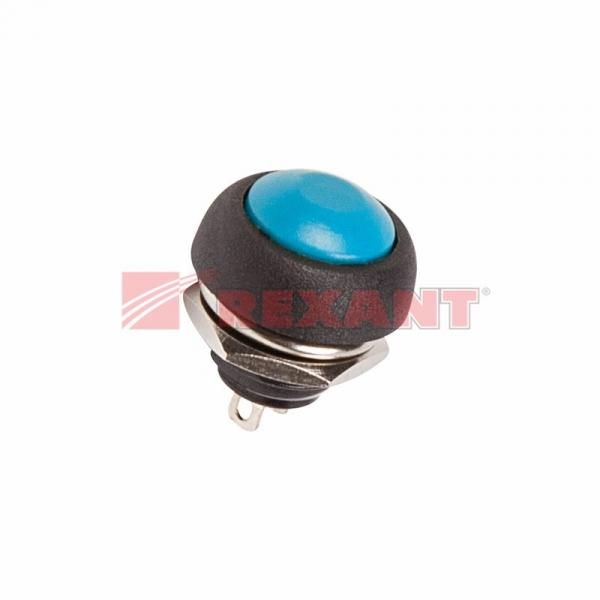 Выключатель-кнопка  250V 1А (2с) (ON)-OFF  Б/Фикс  синяя  Micro (PBS-33В)  REXANT 36-3051