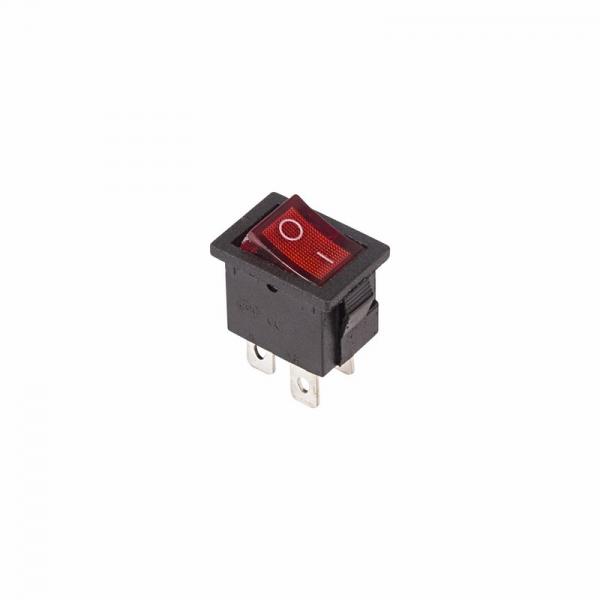 Выключатель клавишный 250V 6А (4с) ON-OFF красный  с подсветкой  Mini  (RWB-207, SC-768)  REXANT 36-2190