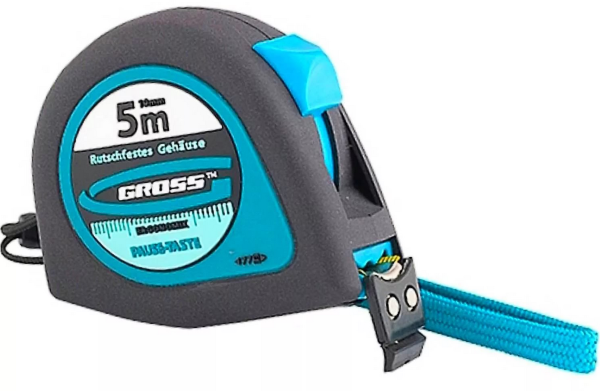 Рулетка  5м/19мм "Ergonomisch" магнитный обрезиненный зацеп// GROSS