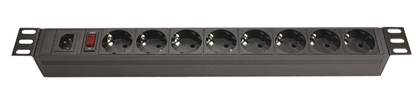 DKC R519SH8OPSHC14 Блок розеток для 19" шкафов, 8 розеток Schuko, выключатель