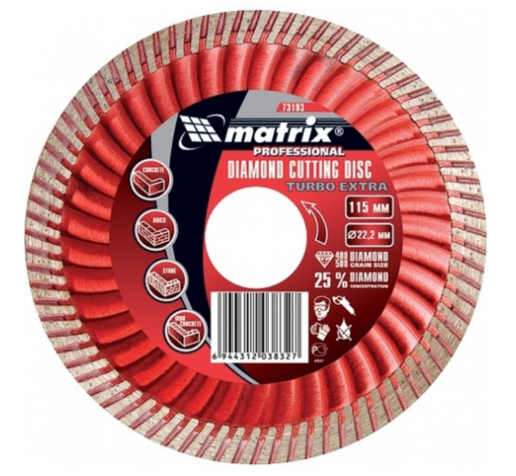 Диск алмазный отрезной Turbo Extra, 150 х 22,2 мм, сухая резка// MATRIX Professional