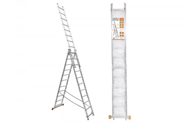 Лестница 3-секц алюм 3*12ст 338/560/787 ЛА3х12,  h=7870 мм, Народная