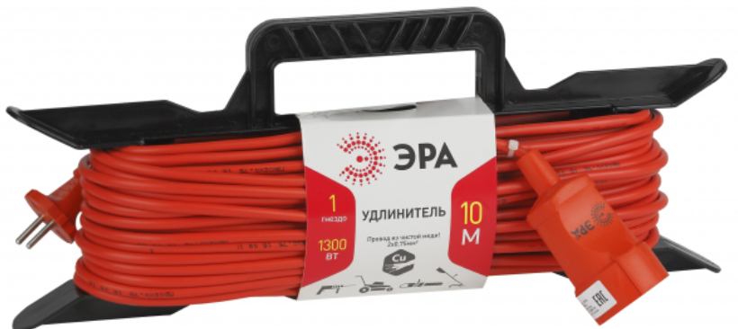 ЭРА UF-1-2x0.75-10m Удлин-ль силов на рамке без заземл. 10м 1гн 2х0,75мм2