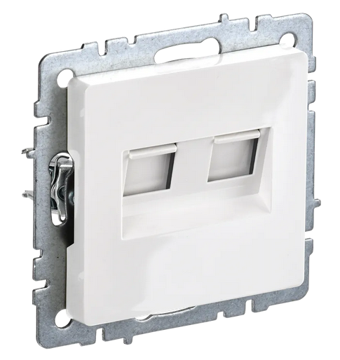 BRITE Роз. двойная RJ11+RJ45 кат.5E РК/Т12-БрБ бел. IEK