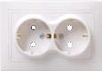 IEK  Кварта  Белый Розетка 2-местная с заземляющими контактами с защитными шторками  скрытая установка 16А РСш12-3-КБ ERK21-K01-16-DM
