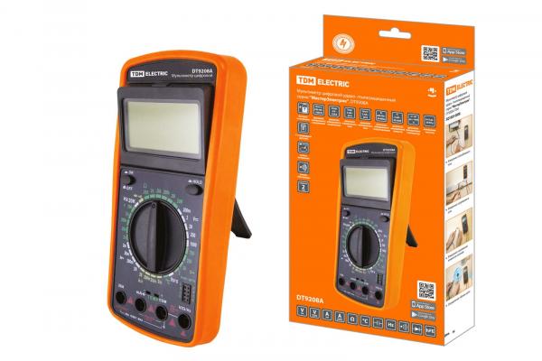 Мультиметр DT-9208A TDM цифровой ударо- пыле- защищенный серия "МастерЭлектрик"