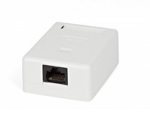 Розетка компьютерная RJ-45(8P8C), категория 5e, одинарная, внешняя, Dual IDC Hyperline SB2-1-8P8C-C5e-WH