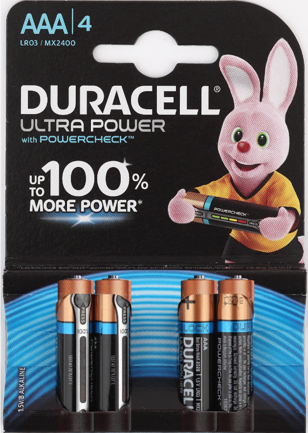 Элемент питания DURACELL MX2400/LR03 Ultra Power BP4 (кратно 4)