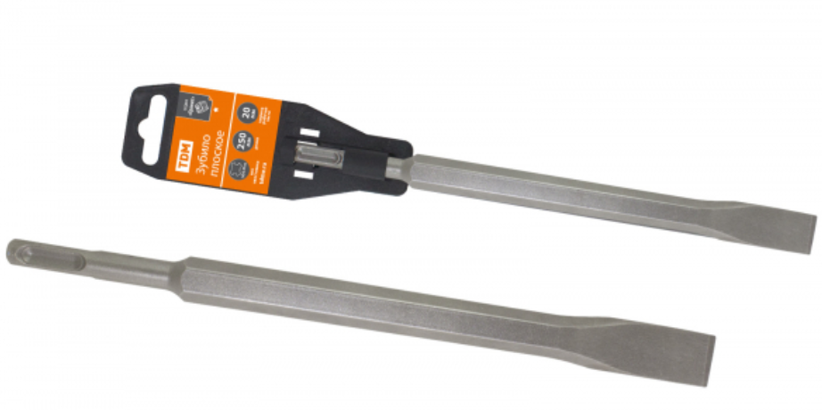 Зубило плоское 20*250 мм, SDS+, пластиковый держатель, 1 шт, "Гранит" TDM