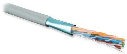 Кабель витая пара F/UTP кат.5e 4х2х24AWG solid PVC FUTP4-C5E-S24-IN-PVC-GY-305 сер. 305м (м) Hyperline 42052
