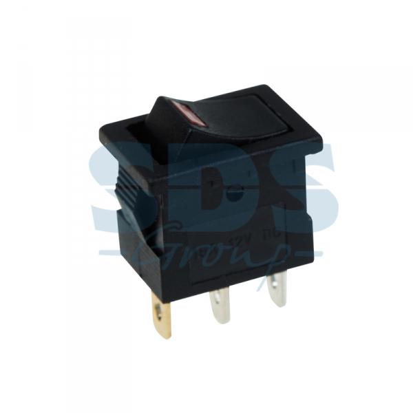 Выключатель клавишный 12V 15А (3с) ON-OFF черный  с подсветкой  Mini  (RWB-206-1, SC-768)  REXANT 36-2174