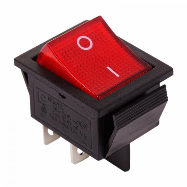 Выключатель клавишный 250V 20А (4с) ON-OFF красный  с подсветкой (RWB-502, SC-767, IRS-201-1)  REXANT 36-2340