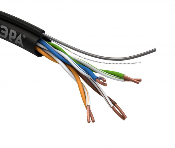 U/UTP Cat5e 4x2x24 AWG CU PE + ТРОС OUTDOOR 305 м Кабель витая пара ЭРА