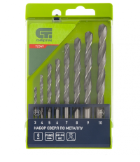 Набор сверл по металлу 3-10 мм, 8 штук, Р6М5, пластиковый кейс  СИБРТЕХ