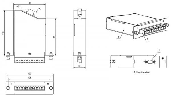 Волоконно-оптическая кассета FO-CSS-W120H32-9-1MTPM-12LC-BL  1xMTP (папа), 120x32 мм, 12LC адаптеров (цвет синий), 12 волокон, OS2, 10Gig Hyperline