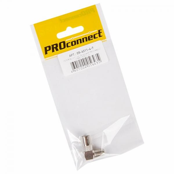 Переходник антенный, (гнездо F - штекер TV), угловой (1шт.) (пакет)  PROconnect 05-4311-4-7