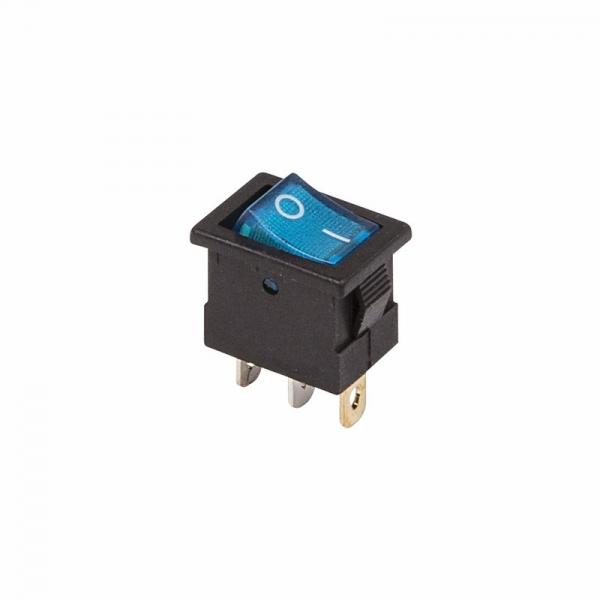 Выключатель клавишный 12V 15А (3с) ON-OFF синий  с подсветкой  Mini  (RWB-206-1, SC-768)  REXANT 36-2171