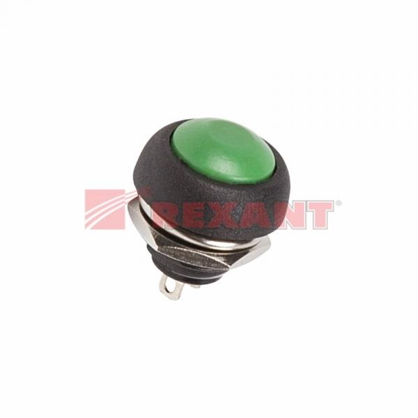 Выключатель-кнопка  250V 1А (2с) (ON)-OFF  Б/Фикс  зеленая  Micro (PBS-33В)  REXANT 36-3053