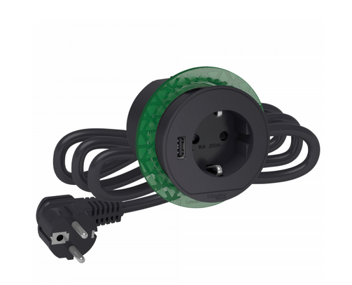 Блок розеточный (2К+З)+USB типА антрацит INS44005