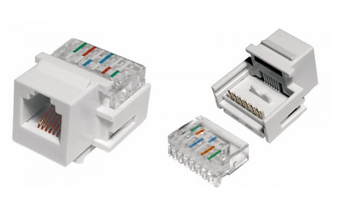 Вставка Keystone Jack, RJ-12(6P6C), IDC(Toolless) Hyperline KJ1-6P6C-C2-90-WH