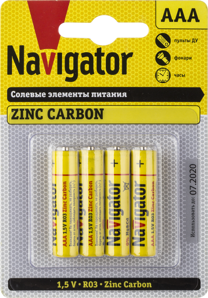 Элемент питания Navigator NBT-NS-R03-BP4 94 767 (кратно 4)