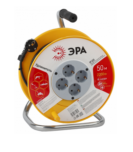 Удлинитель на кат. 4 гн. с з/к ПВС 3*1 50м  термо ЭРА RP-4-3x1-50m