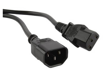 Кабель питания монитор-компьютер IEC 320 C13 - IEC 320 C14 (3x1.00), 10A, прямая вилка, 3м, цвет черный Hyperline PWC-IEC13-IEC14-3.0-BK