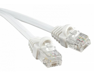 Патч-корд телефонный, molded (литой), 10 м, белый Hyperline PCM-RJ12-RJ12-10M-WH