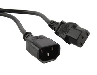 Кабель питания монитор-компьютер IEC 320 C13 - IEC 320 C14 (3x0.75), 10A, прямая вилка, 1.8м, цвет черный Hyperline PWC-IEC13-IEC14-1.8-BK