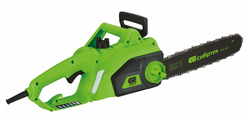 Пила цепная электрическая ПЦЭ-2000П с поперечным двигателем, 2,0 кВт, 16'' (40 см) Сибртех