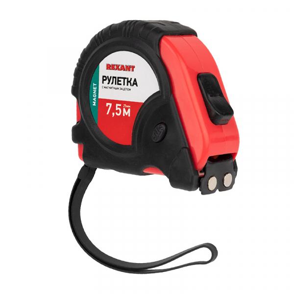 Рулетка «Профи» прорезиненный корпус 7,5 м х 25 мм магнитная REXANT 12-9016