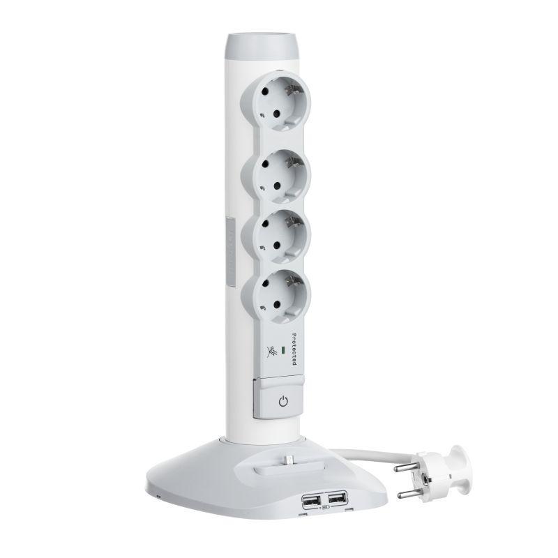 Стойка 16А IP20 2хUSB+microUSB+4х(2P+E) Leg 694614