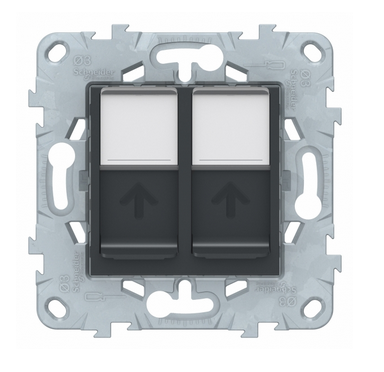 Schneider Electric Unica NEW Антрацит Розетка компьютерная, RJ45, 2-местная категория 5е UTP, NU542054