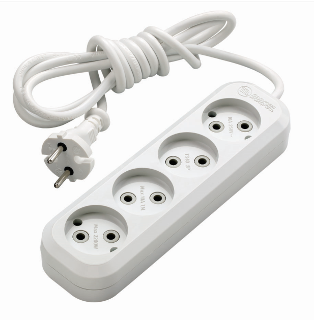 Удлинитель MAKEL  MGP 142 4 гнезда  2 метра без заземляющих контактов ПВС 2х0,75  MGP142