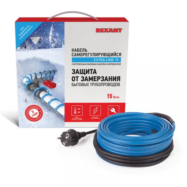 Саморегулируемый греющий кабель на трубу 15MSR-PB 6M (6м/90Вт) REXANT 51-0618