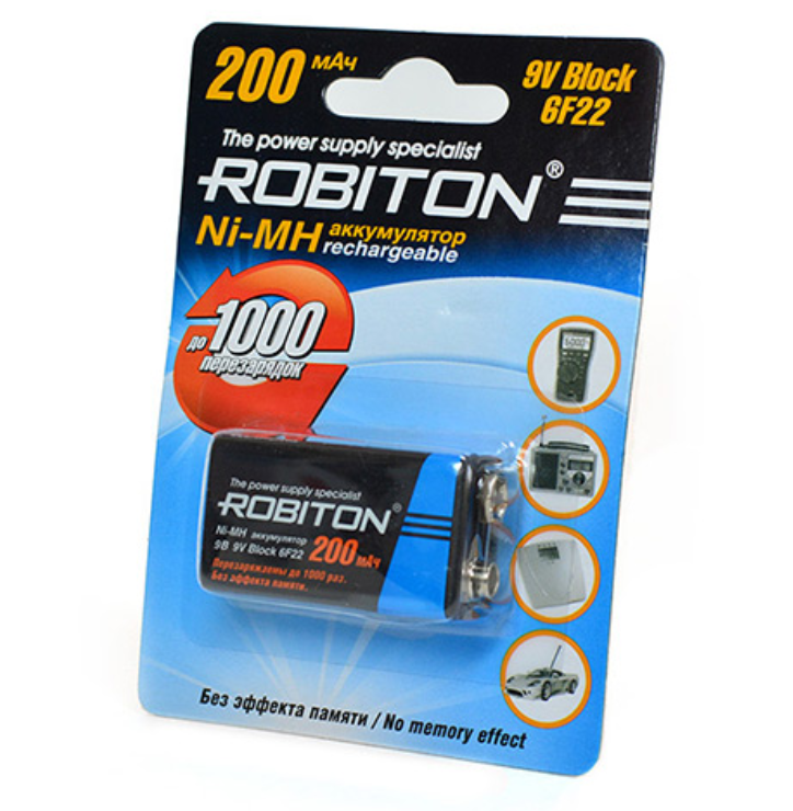 Аккумулятор ROBITON 200MH9 6F22 BL1